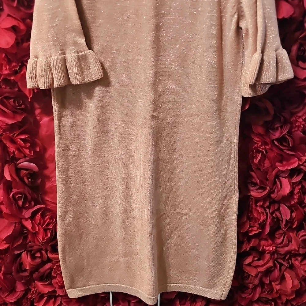 Gymboree NWT Peach Sparkle Sweater Dress with Ruffle Sleeves Size Small (5/6)